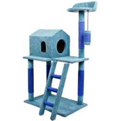 Дряпка Будинок + драбинка джут синя 