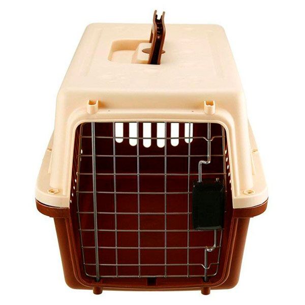 Переноска IATA з металевими дверима коричнево-бежева до 30 кг (67x47x46 см)