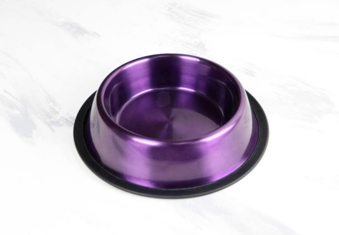 Миска для собак кольорова метал на гумці d18см  900мл