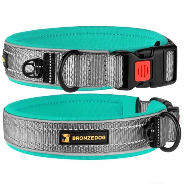 Нашийник з неопрену світловідбиваючий Бірюза 25мм (43-51см)