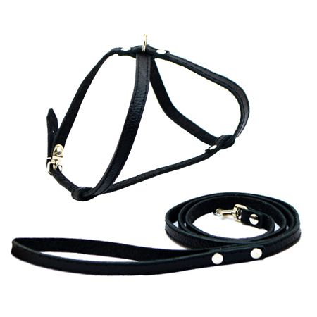 Набір шлейка вісімка з шкіряним повідцем строчений з підкладом Коричневий