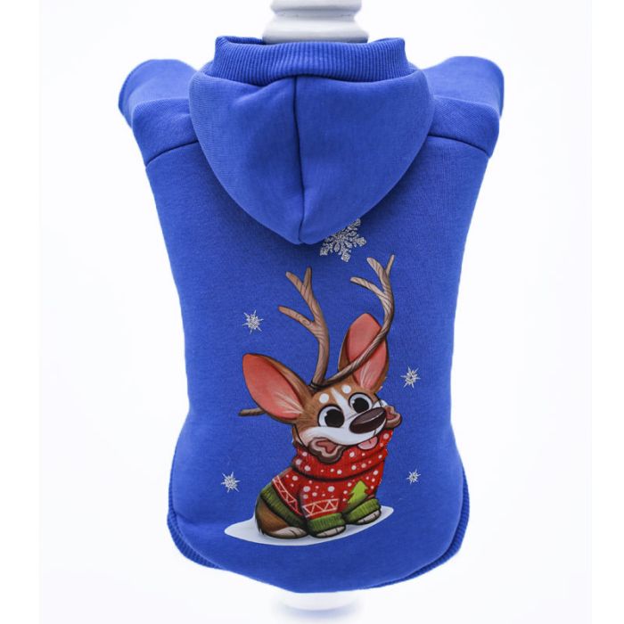 Олень світшот для собак хлопчиків трикотаж на флісі Синій M