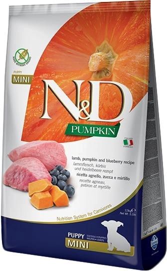 Farmina ND Pumpkin Grain Free Dog Adult Mini Lamb  Blueberry Фарміна Беззерновий сухий корм з ягнятком, гарбузом і чорницею для собак дрібних порід 