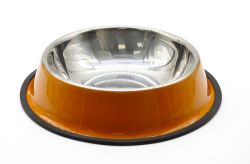 Миска металева з гумовою кромкою Помаранчева 1000 мл. 