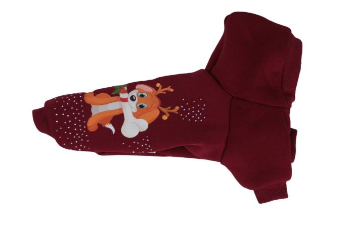 Собачка з кісточкою світшот для собак дівчаток трикотаж на флісі бордо L1