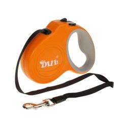 Рулетка для собак DIIL 4м  20кг гумова ручка стрічка з кнопкою LS133 Оранжевий