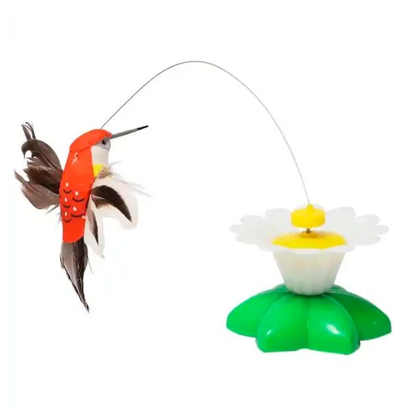 Інтерактивна іграшка для котів Пташка на батарейках Жовта