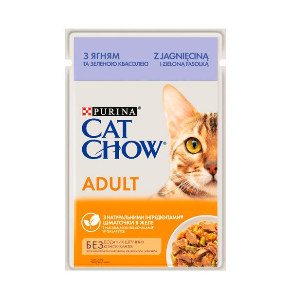 Cat Chow Adult консерва для котів з ягням і зеленою квасолею, 85 г Акція