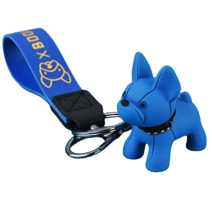 Брелок з собачкою на силіконовому ремінці Синій