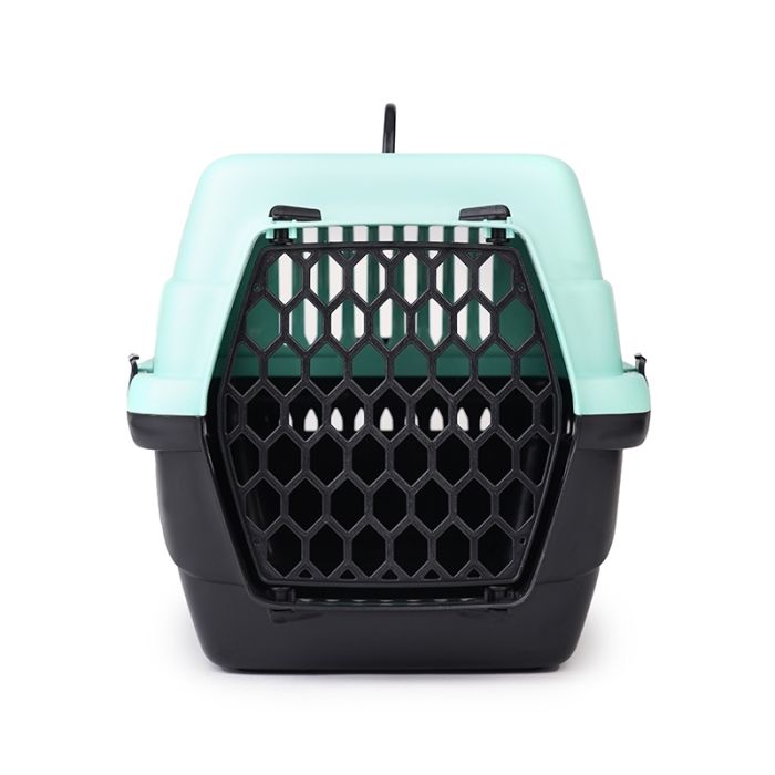 Переноска 1 для кішок і собак пластик Туреччина 483131 вага до 5кг Салатово-чорна