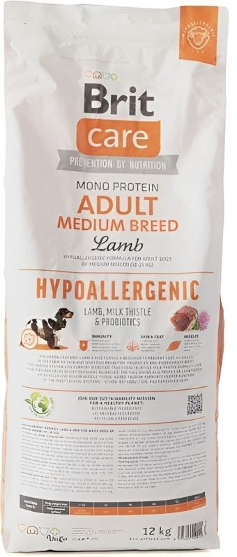 Brit Care Dog Hypoallergenic Adult Medium Breed гіпоалергенний корм для собак середніх порід з ягнятком 12 кг 