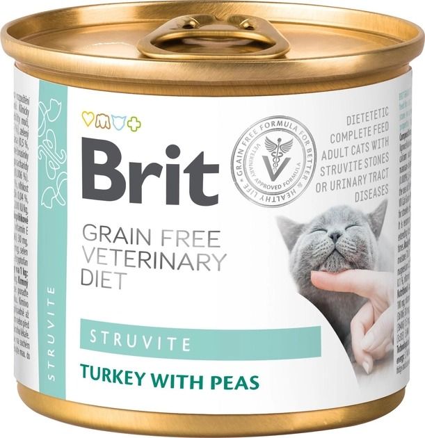 Brit VetDiets з індичкою та горохом вологий для кішок при сечокамяній хворобі 200 г 