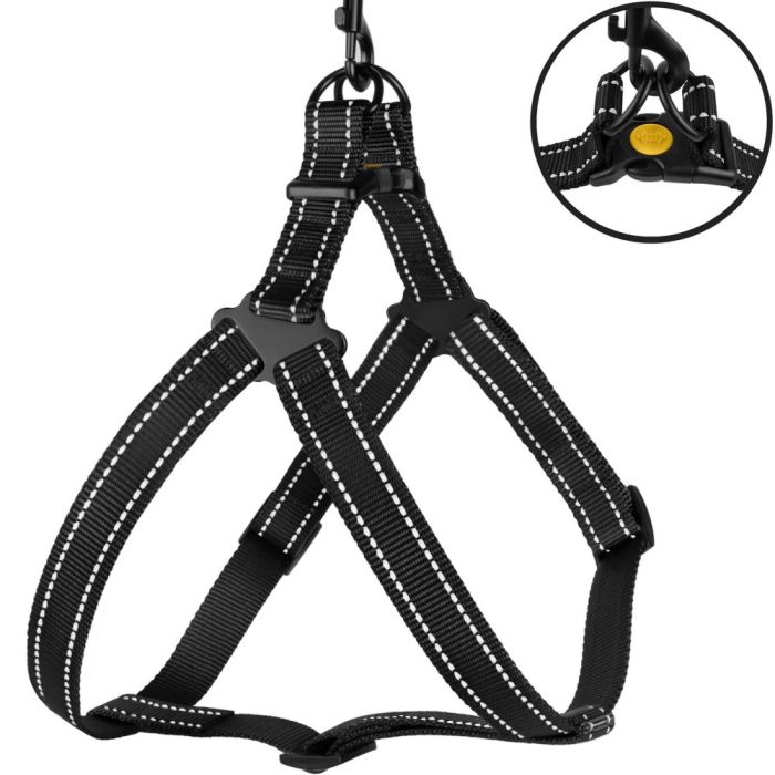 Шлея ACTIVE нейлонова зі світловідображенням Чорна ширина 20мм  Обхват Груди 45-56см