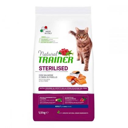 TRAINER NATURAL ADULT STERILISED для стерилізованих кішок з лососем 7,5 кг