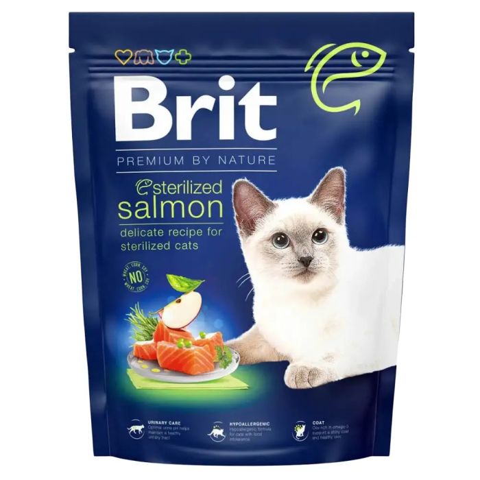 Brit Premium by Nature Cat Sterilized із лососем сухий корм для стерилізованих котів 300 г