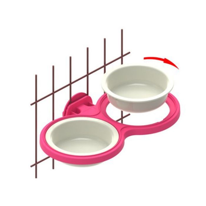 Миска пластикова на кріпленні подвійна 200мл SY-A035 