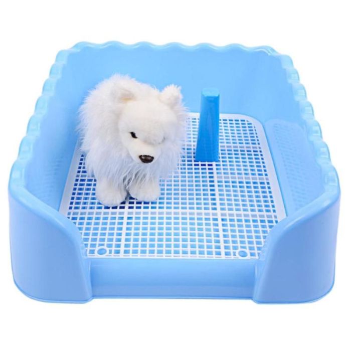 Туалет під пелюшку для собак глибокий борт, решітка зі стовпчиком 434315 см S Трояндовий