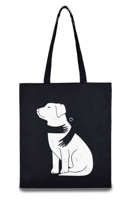 Екосумка улюблена собака обнімашки 35х41см чорна 