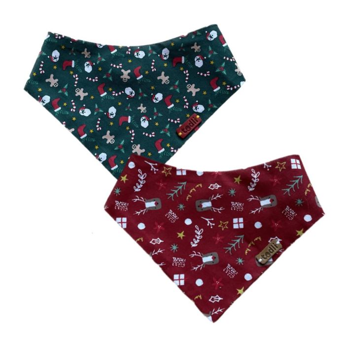 Двостороння бандана для собак Duckly Merry Christmas XS