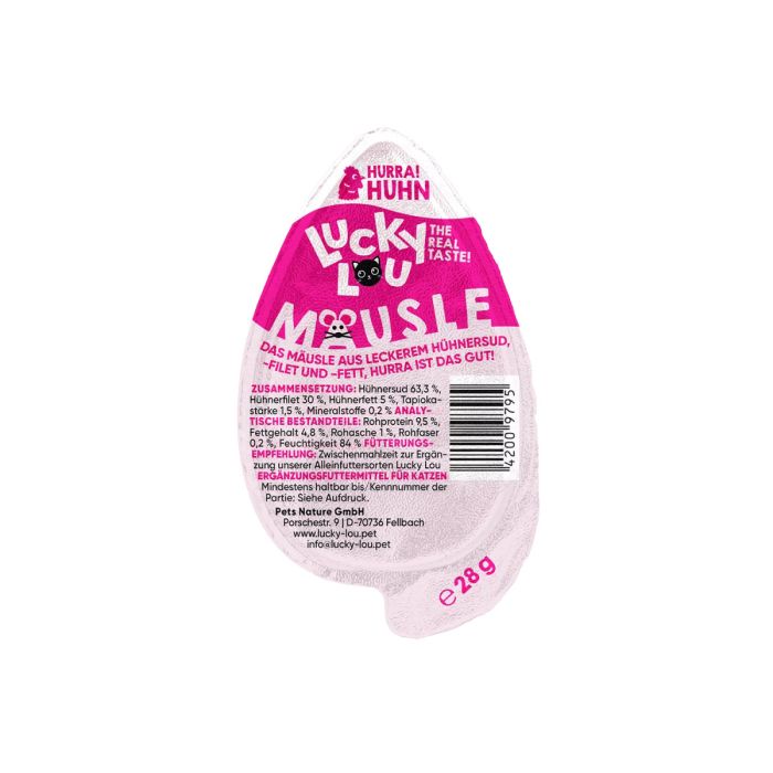 Ласощі для котів Lucky Lou Mäusle у вигляді мишки Курка 28 г
