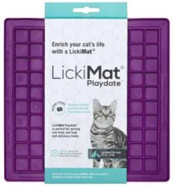Лизальний килимок антистрес для котів LickiMat Playdate Purple Cat, м'яка основа