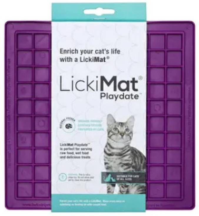 Лизальний килимок антистрес для котів LickiMat Playdate Purple Cat, м'яка основа