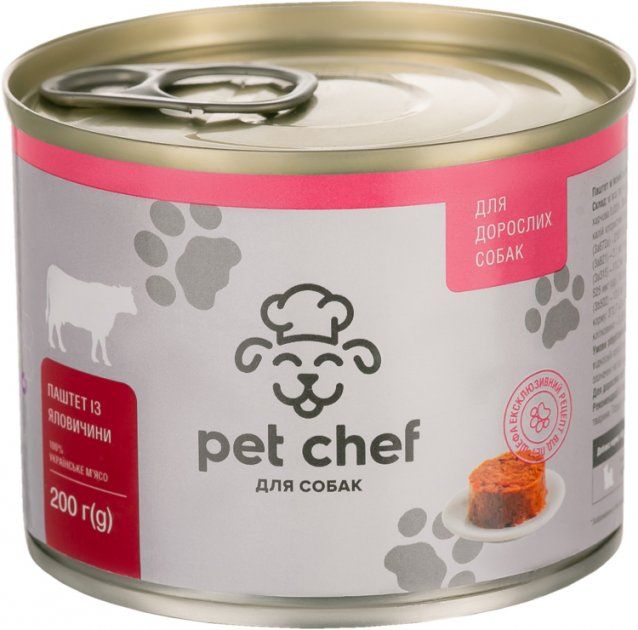 Pet chef консерви для собак з яловичиною 200г