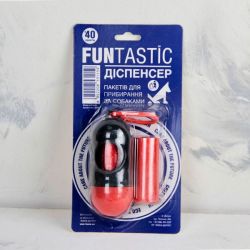 Диспенсер з пакетами для фекалій 2 рулони x 20 пакетів на блістері червоно-чорний 