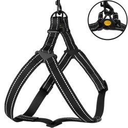 Шлея ACTIVE нейлонова зі світловідображенням Чорна ширина 25мм  Обхват Груди 58-71см