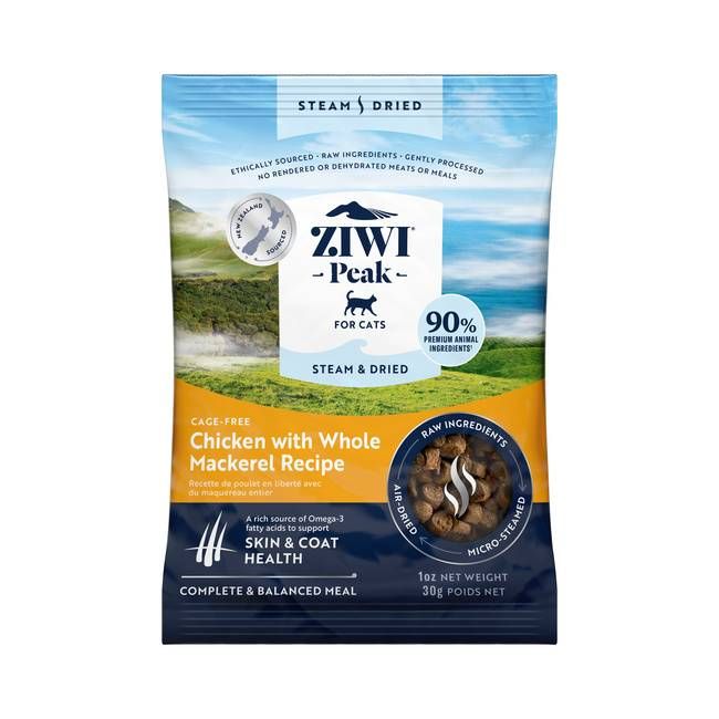 Повнораціонний сухий корм для котів Ziwi Peak Steam Dried Курка зі скумбрією 30 г