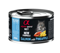 Вологий корм Alpha Spirit Salmon with Pineapple Complete для дорослих котів, з лососем та ананасом, 200 г AS Salmon with pineappleКонсерва дкотів АС Салмон виз Пайнеппл Едалт Кет 200г 9176