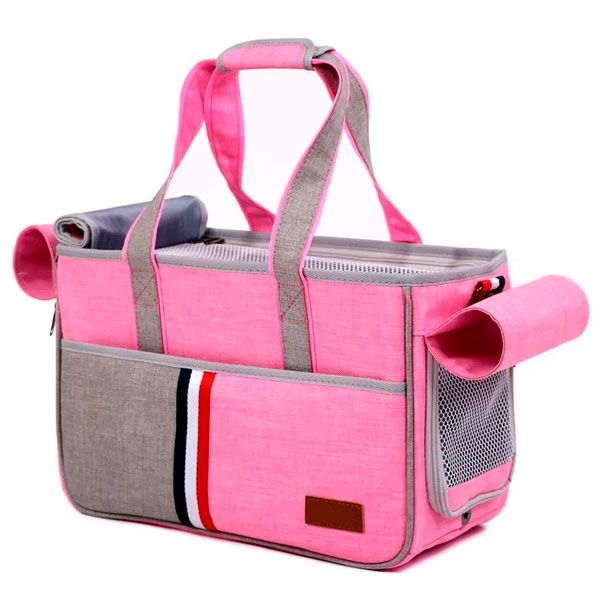 Сумка-переноска DODO рожево-сіра 40х19х26 см