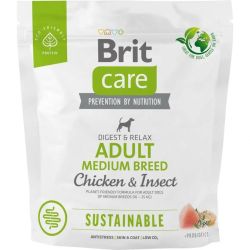 Brit Care Dog Sustainable Adult Medium Breed Сухий корм для собак середніх порід з куркою та комахами, 1 кг 