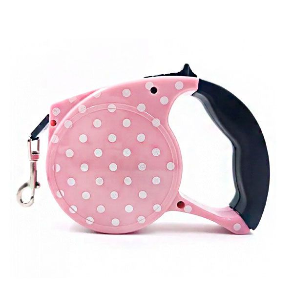 Рулетка для собак Рожевий горох 15кг5м стрічка 