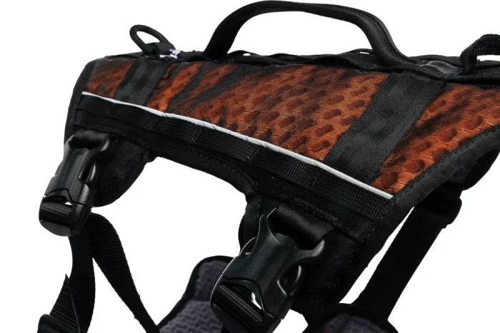 Подовжена шлейка для собак Rock harness long Non-stop dogwear Чорний/Помаранчевий M