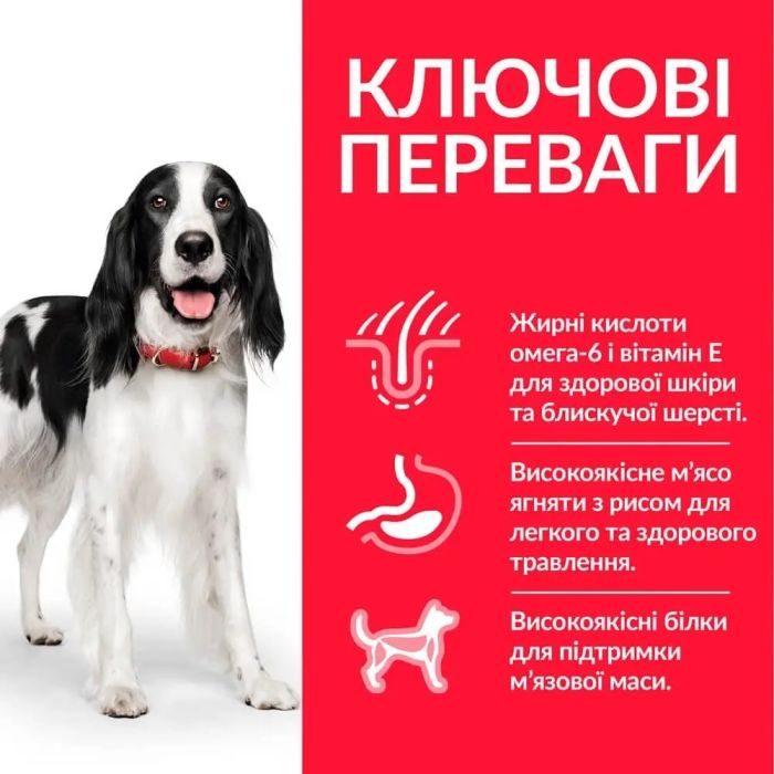 Hills Sp Adult Medium для дорослих собак середніх порід з ягням і рисом 2,5 кг