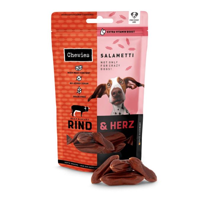 Натуральні сушені ковбаски для собак Chewies Salametti Яловичина з серцем для будь-якого віку 60 г