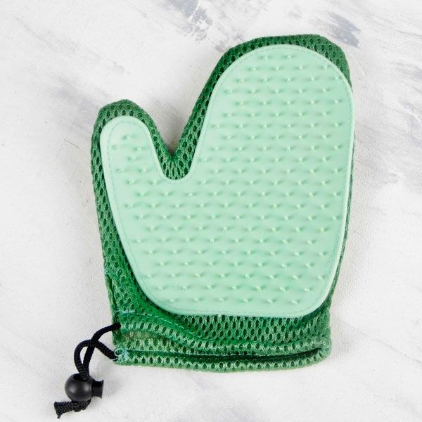 Рукавичка двостороння для вичісування шерсті мятна 