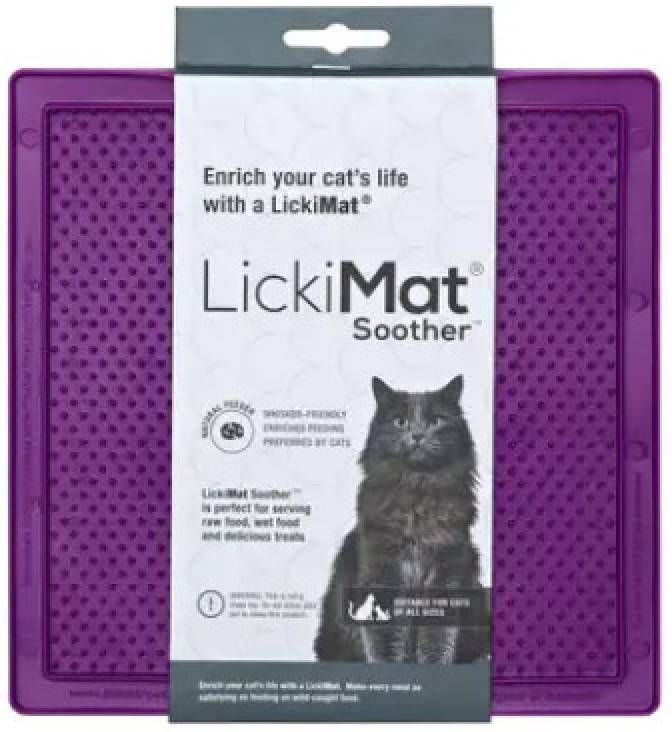 Лизальний килимок антистрес для котів LickiMat Soother Purple Cat, м'яка основа