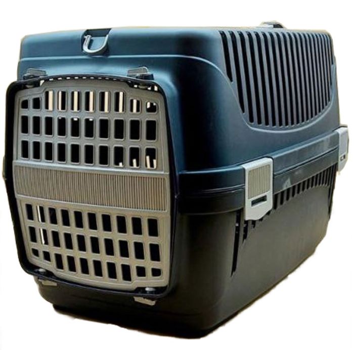 Переноска для тварин чорно-сірий пластик 56х37х41 см 