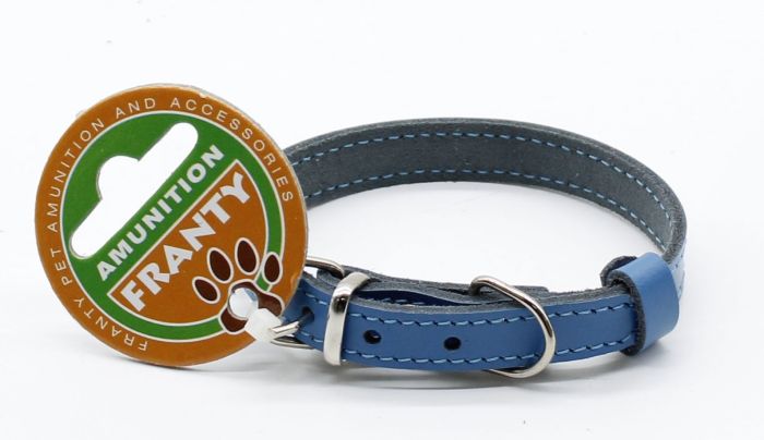Нашийник Franty Style шкіра, 12 мм х 20-25 см блакитний
