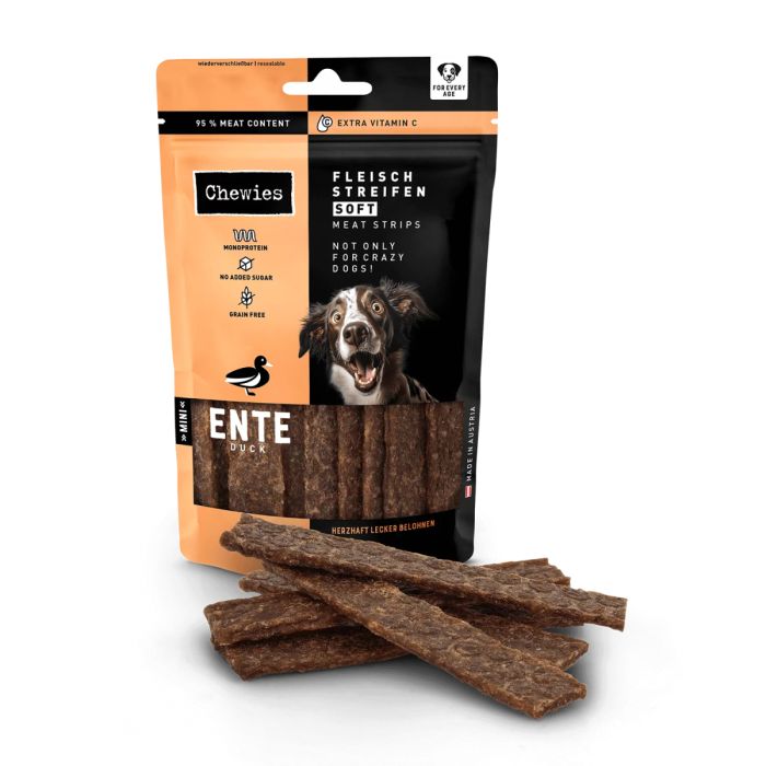 М'ясні натуральні ласощі для собак 100% Качка Chewies Fleischstreifen Soft Ente для всіх вікових груп 150 г