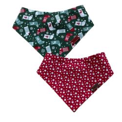 Двостороння бандана для собак Duckly новорічний орнамент XS
