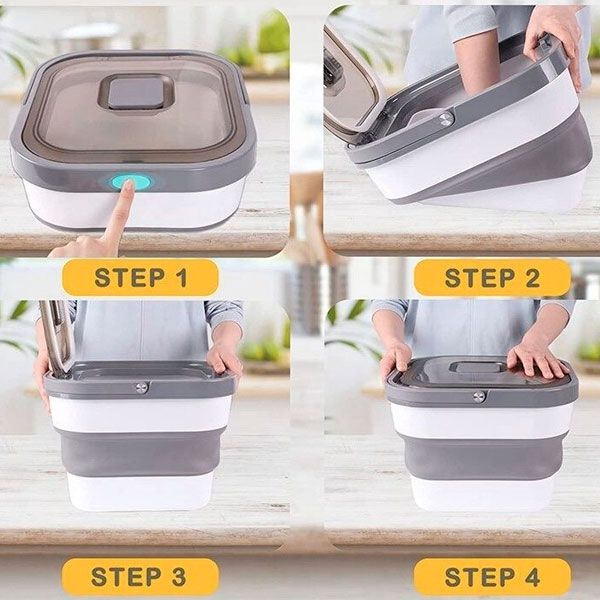 Розкладний контейнер для корму 34х29х25 см, 15 л Помаранчево-білий