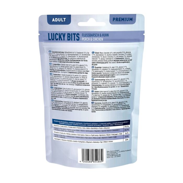 Натуральні ласощі з мʼяса Курки та Окуня Chewies Lucky Bits для дорослих собак 100 г