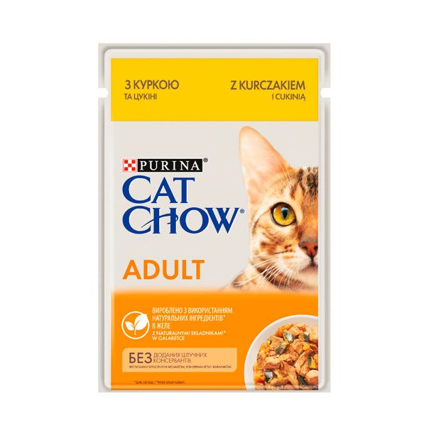 Cat Chow Adult консерва для котів із куркою та цукіні, 85 г Акція