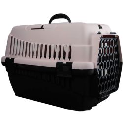 Переноска для тварин Пудрово-чорна пластик 55х39х36 см до 8 кг