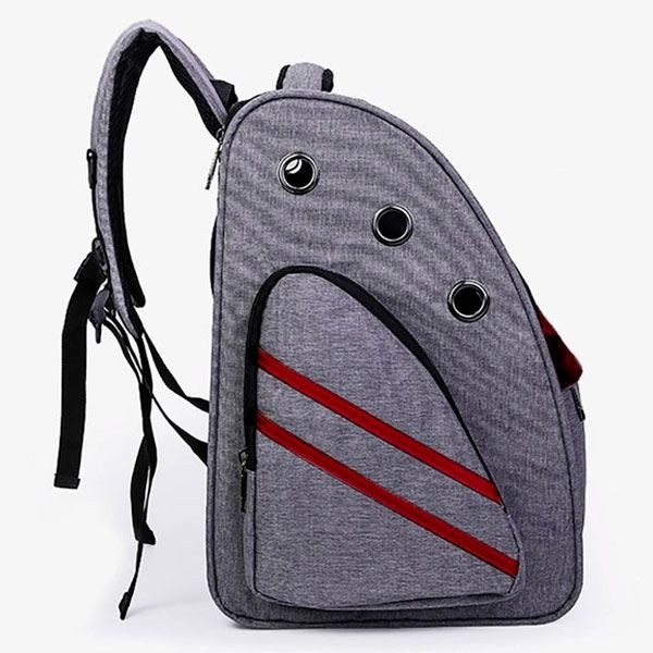 Рюкзак квадрат із сіткою 41х33х29 см сірий із бордовою смугою 