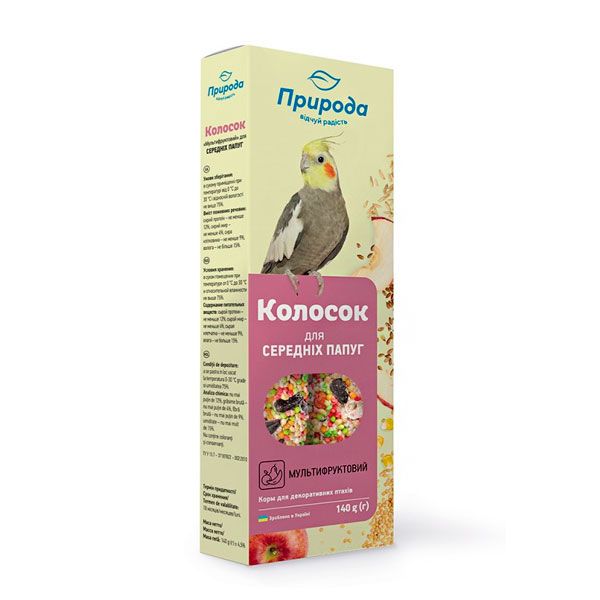 Мультифрукт Сузирье  колосок для середніх папуг Колосок Мультифрукт, 140 г для середніх папуг Природа