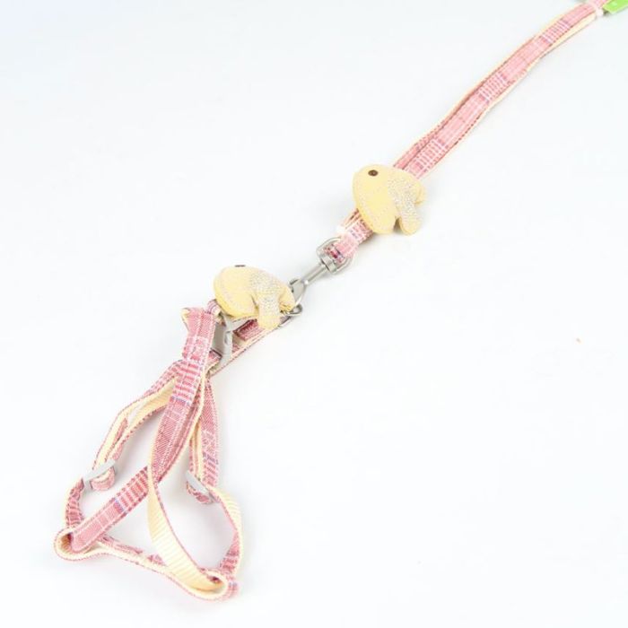 Шлея з повідцем рибка 1,0 х120 см клітинка Трояндовий